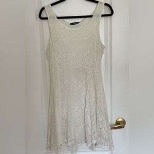 White Sleeveless Lace Mini Dress